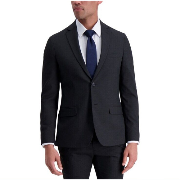 JM Haggar Ultra Slim Suit Jacket & Tie Mens 38S Black Wedding Dance Office Party - Picture 1 of 16